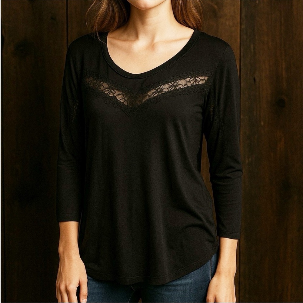 NWT Sweet Grey Olana Black Lace Top Size Small Wednesday Addams style